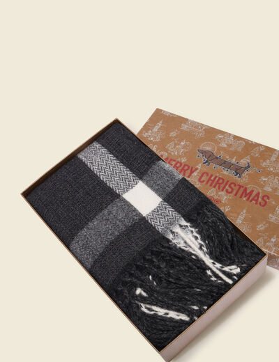 &Eacute;charpe &agrave; franges gris fonc&eacute; homme