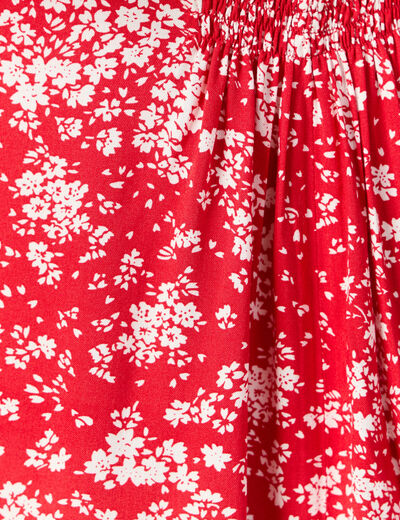 Robe évasée manches courtes rouge femme