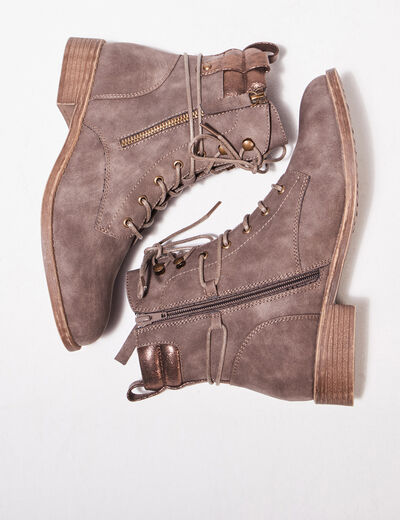 Bottines à détails zippés beige femme