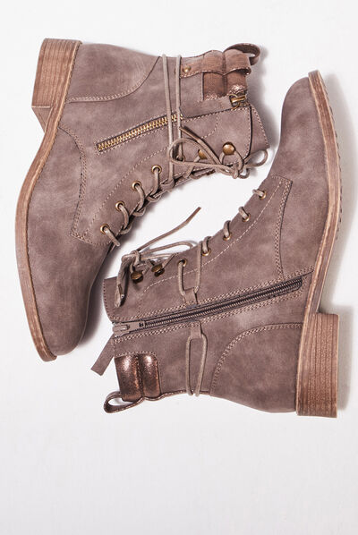 Bottines à détails zippés beige femme