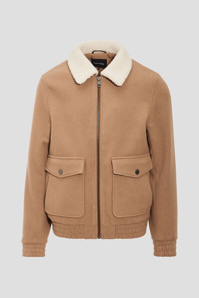 Blouson droit zippé vert kaki homme