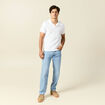 Polo cintré col cubain manches courtes blanc homme