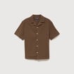 Chemise manches courtes col tailleur taupe homme