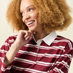T-shirt droit manches longues en coton bordeaux femme