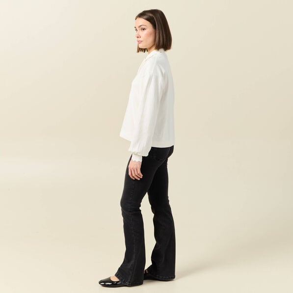 sweat manches longues col polo ecru femme Sweat manches longues col polo ecru femme
