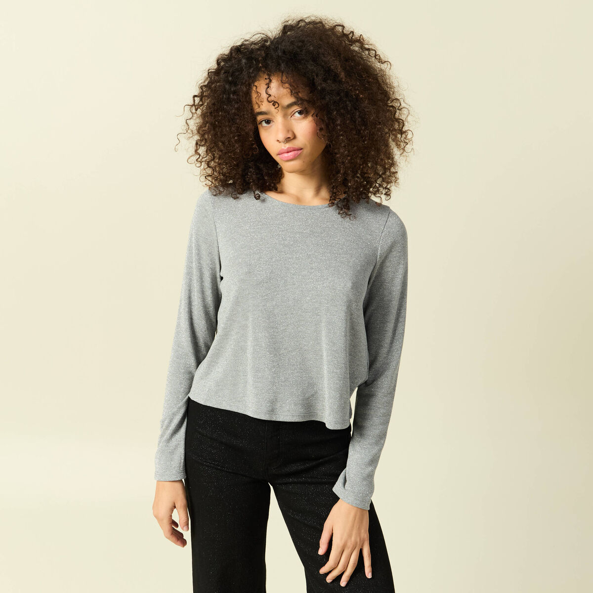 T-shirt manches longues gris femme