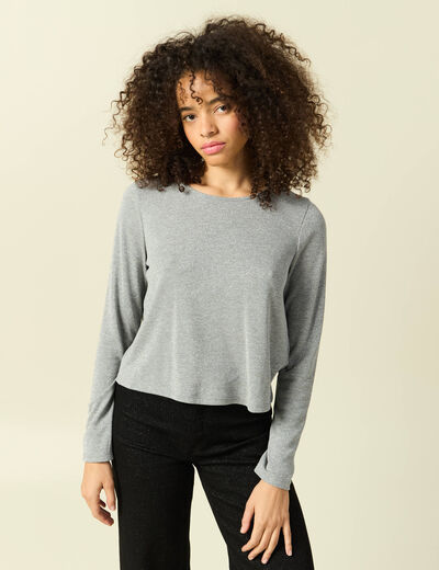 T-shirt manches longues gris femme