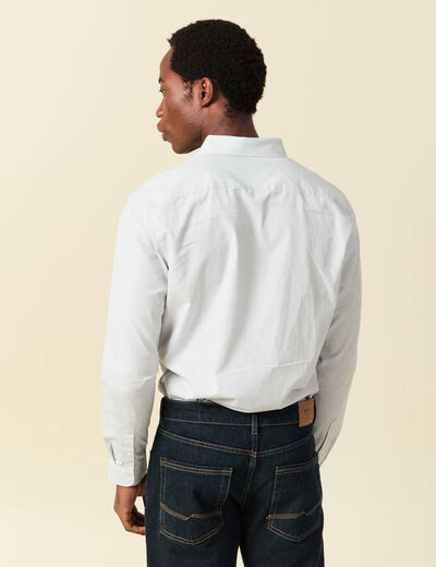 Chemise droite courte en coton gris fonc&eacute; homme