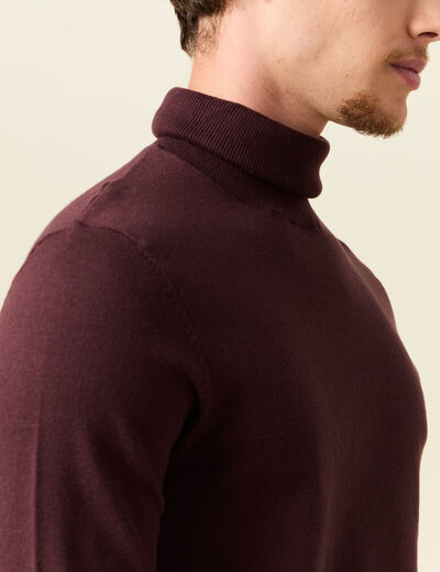 Pull droit court manches longues bordeaux homme