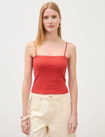 D&eacute;bardeur 2 en 1 avec brassi&egrave;re int&eacute;gr&eacute;e orange fonc&eacute; femme