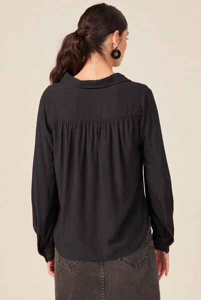 Blouse manches longues noir femme
