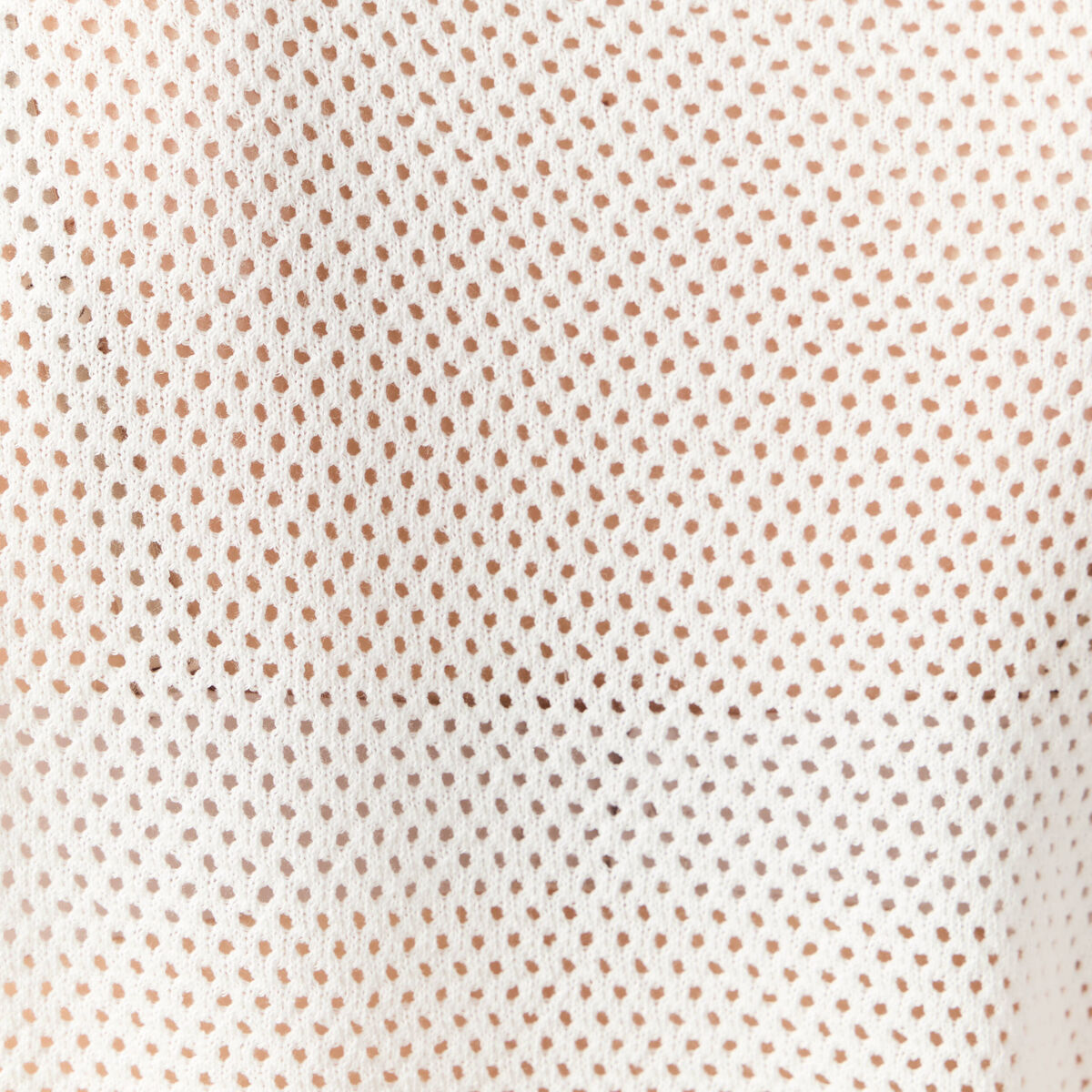 Pull manches courtes ajouré ecru femme