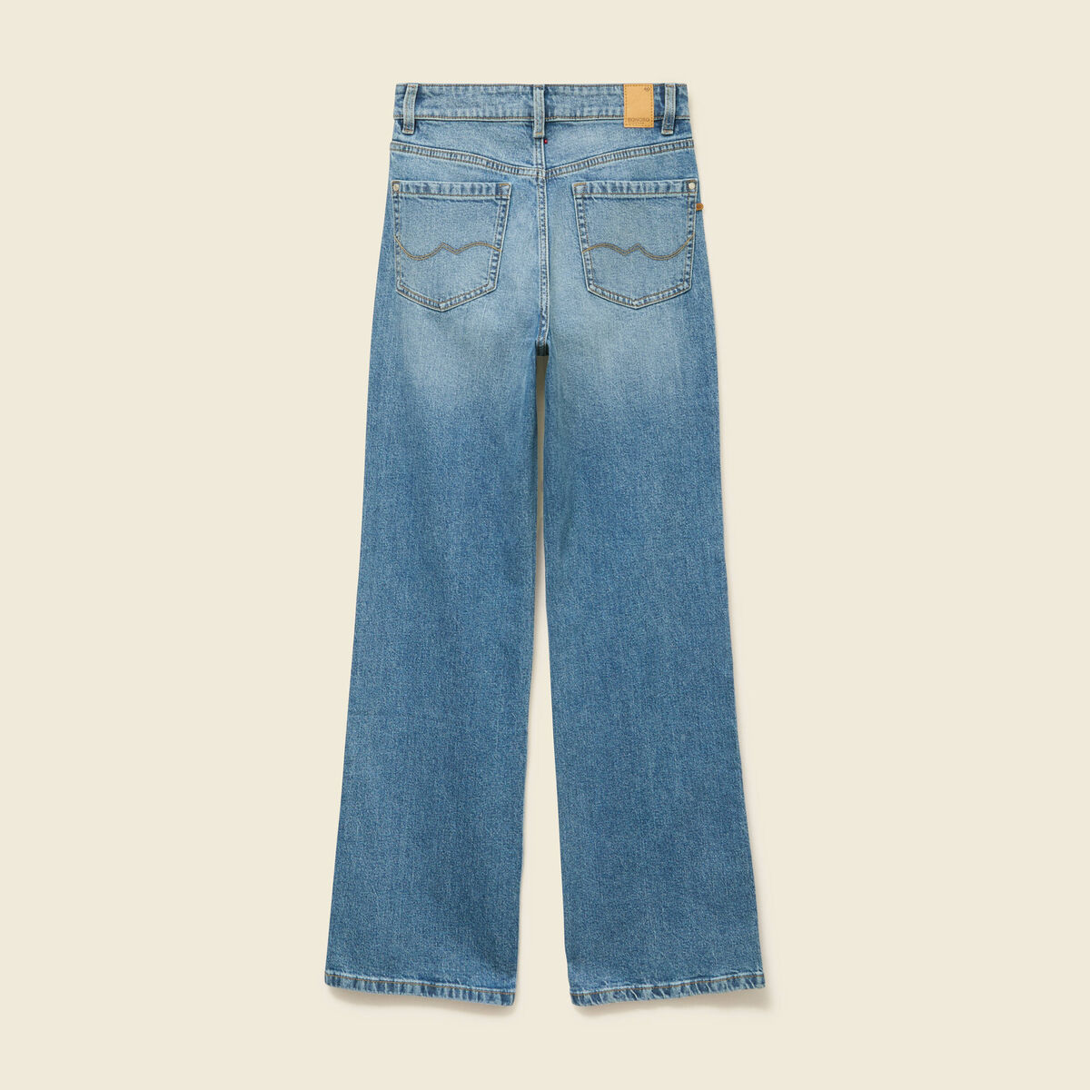 Jeans large taille haute denim stone femme