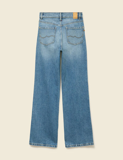 Jeans large taille haute denim stone femme