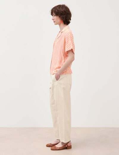 Chemise manches 3/4 orange abricot femme