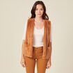 Veste droite fausse fourrure marron femme