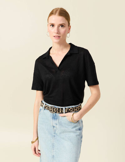 Polo manches courtes noir femme