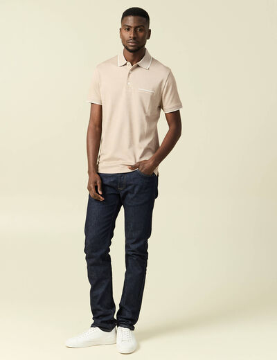 Polo manches courtes taupe homme