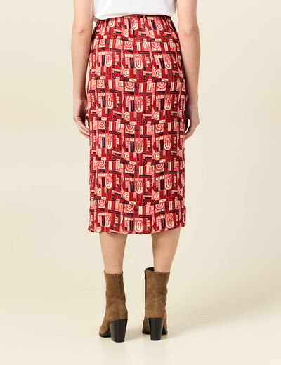 Jupe midi portefeuille fluide rouge foncé femme