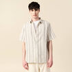Chemise col classique manches courtes ecru homme