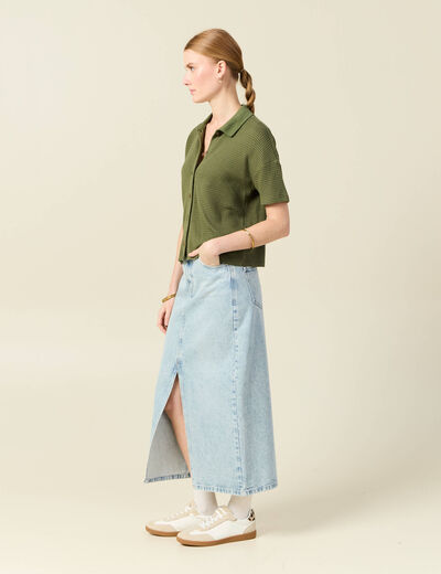 Polo éco-responsable vert kaki femme