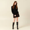 Pull manches longues col roul&eacute; brillant noir femme