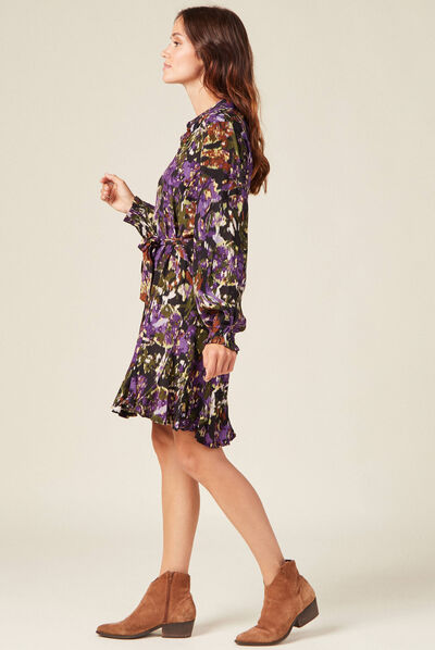 Robe patineuse ceinturée noir femme
