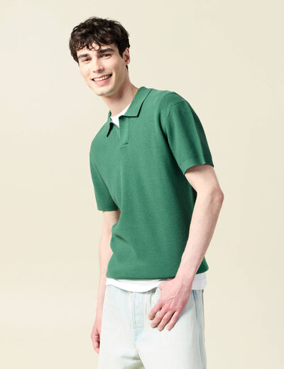 Polo cintr&eacute; manches courtes vert homme