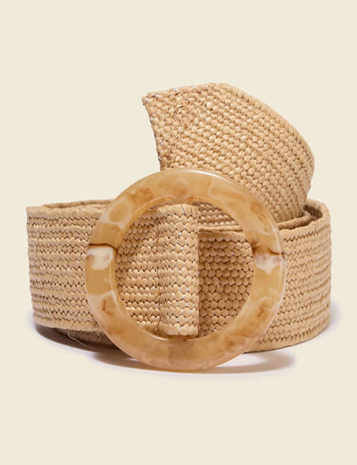 Ceinture tress&eacute;e large beige femme