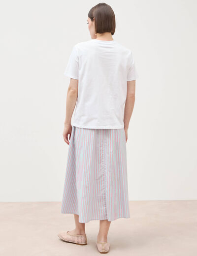 T-shirt droit col rond manches courtes blanc femme