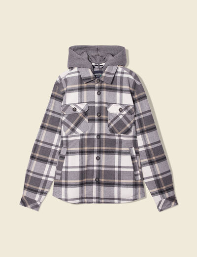 Surchemise &agrave; capuche manches longues gris fonc&eacute; homme