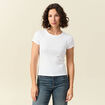 T-shirt cintré col rond manches courtes blanc femme