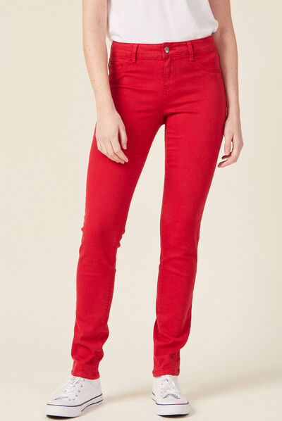 Pantalon slim rouge foncé femme