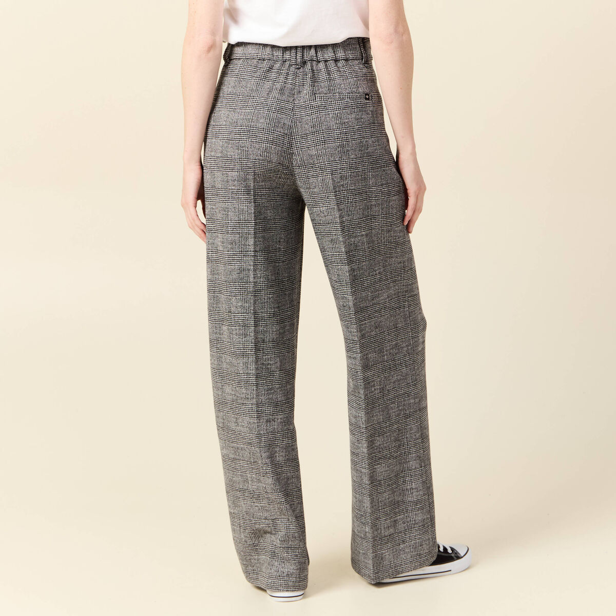 Pantalon large à pinces noir femme
