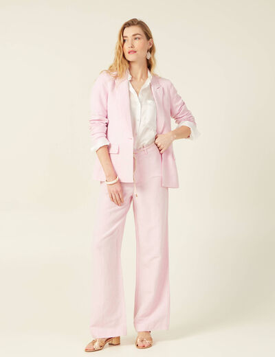 Pantalon large éco-responsable rose poudrée femme