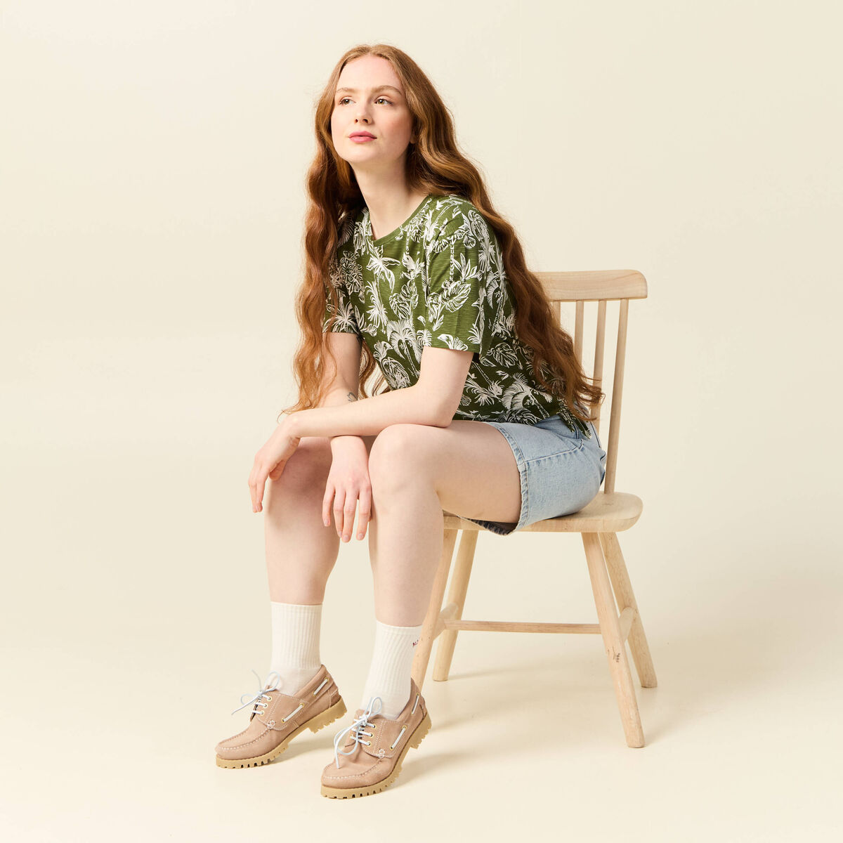 T-shirt oversize manches courtes vert femme