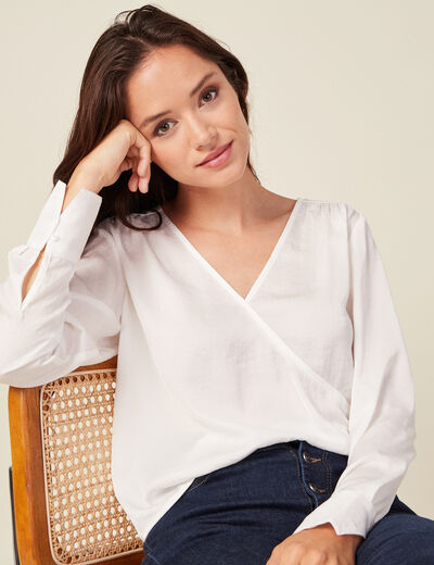 Blouse satin éco-responsable ecru femme