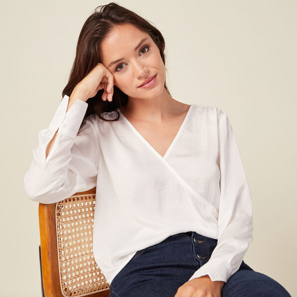 Blouse satin éco-responsable ecru femme