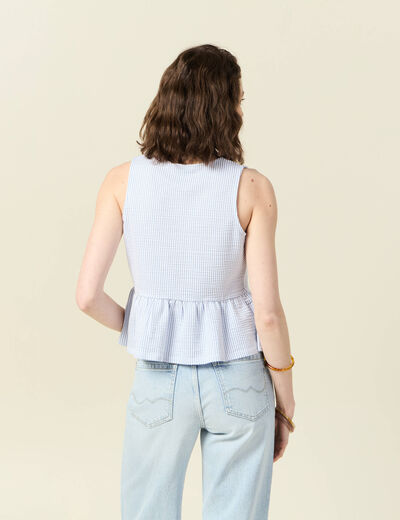 Blouse sans manches bleu pastel femme