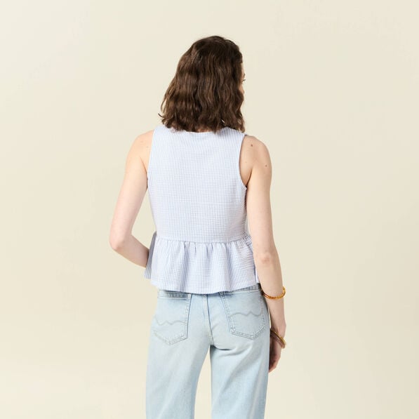 blouse sans manches bleu pastel femme Blouse sans manches bleu pastel femme