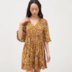 Robe col v manches au coude vert olive femme
