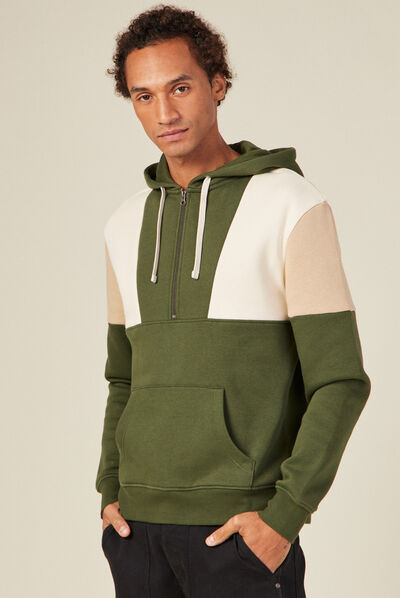 Sweat éco-responsable vert kaki homme