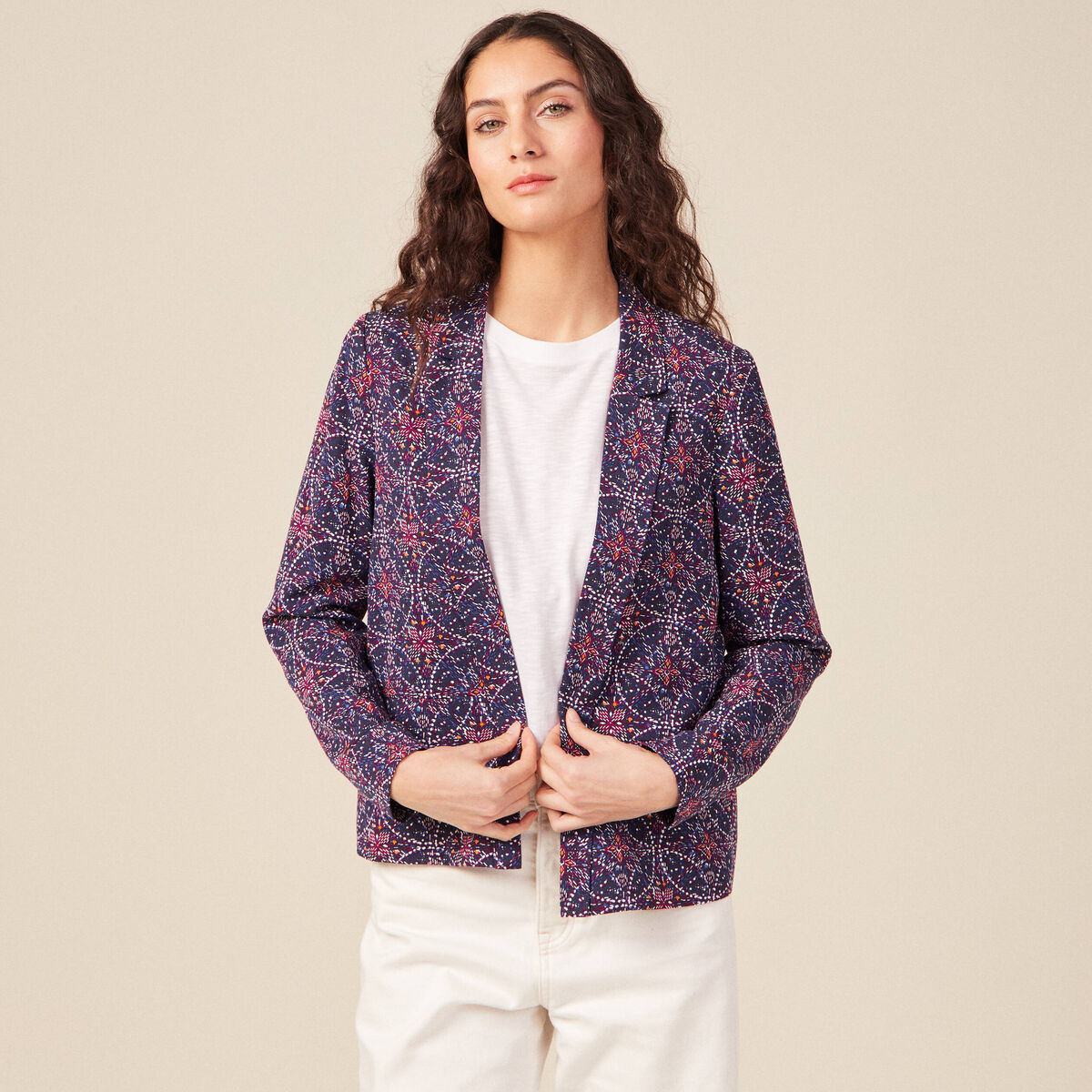 Veste esprit blazer droite bleu marine femme