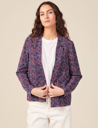 Veste esprit blazer droite bleu marine femme