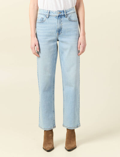 Jeans droit 7/8ème denim bleach femme