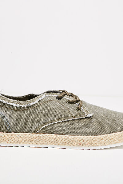 Espadrilles plates vert kaki homme