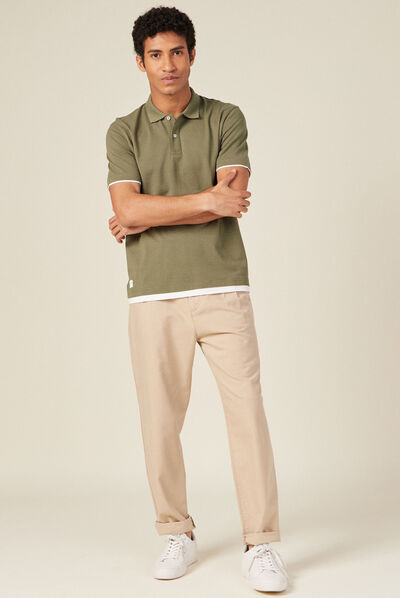 Polo manches courtes vert kaki homme