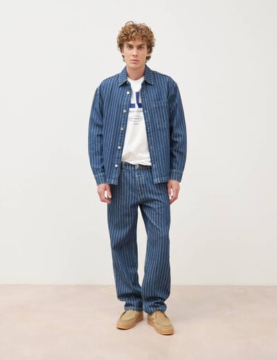 Jeans large ray&eacute; longueur 32 denim stone homme