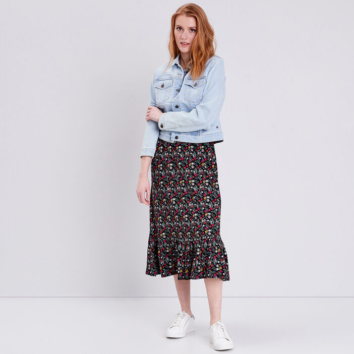 Robe midi évasée multicolore femme