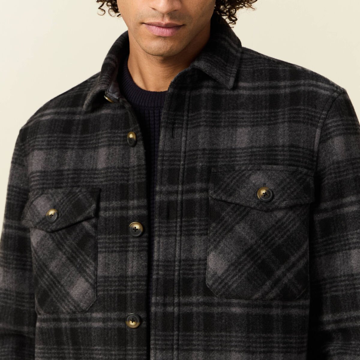 Surchemise manches longues gris foncé homme